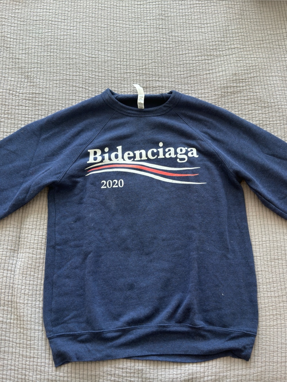 Bella Canvas Navy 'Bidenciaga 2020' Crewneck Sweater with White and Red Accents